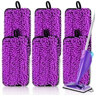 Imagem de CLEAN PIONEER Pacote com 6 almofadas de substituição reutilizáveis para esfregão Swiffer Wet Jet Spray, refis de microfibra para swiffer almofadas de 25 a 30 cm para panos secos e molhados