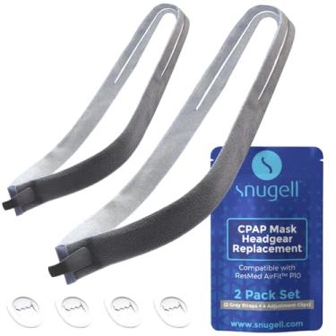 Imagem de Alça de reposição para alça de capacete ResMed AirFit P10TM para travesseiro nasal da SnugellTM | Cor cinza | Pacote de dois| Quatro clipes de ajuste | Material de nylon premium durável | Máxima adaptabilidade e conforto