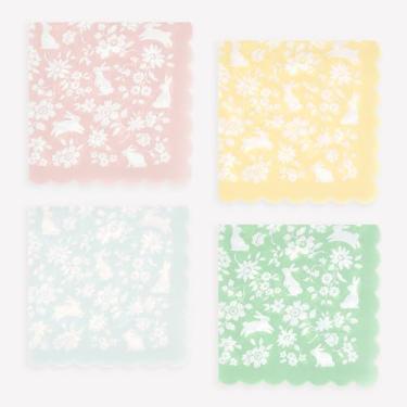 Imagem de Meri Meri Guardanapos de Páscoa (pacote com 16), guardanapos de papel descartáveis quadrados, papel grosso e absorvente, decorações de Páscoa, borda recortada, crianças e adultos