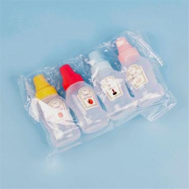 Imagem de 4 minigarrafas de ketchup para bento box condimento espremer recipiente de salada de plástico vazio pote espremível de esguicho de tomate