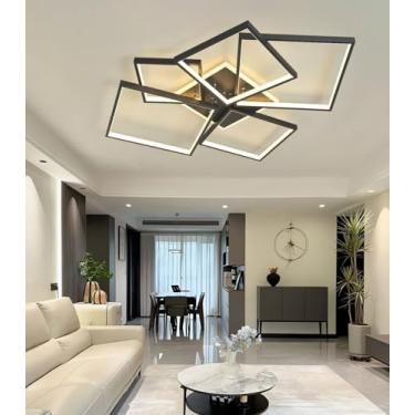 Imagem de Luminária de teto LED regulável, moderna, de embutir, com controle remoto, temperaturas de cor de 3200K a 6000K, luminária de baixo consumo para ambientes internos, ideal para sala de estar