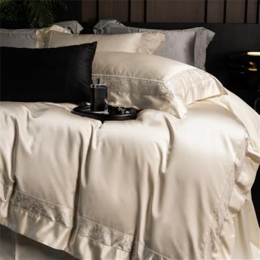Imagem de Conjunto de cama Precision Brocade Soft Silky com bordado, capa de edredom, lençol de baixo e lençol de elástico, cor 1, lençol de baixo 1,5MBed