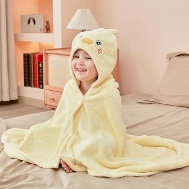 Imagem de Toalhas de banho com capuz para crianças, toalha de praia, meninas, meninos, macia, saída de piscina, super absorvente, desenho animal, pato amarelo