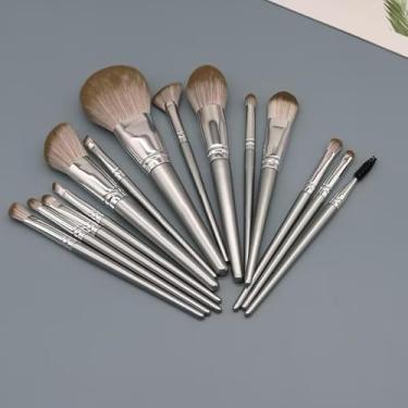 Imagem de Kit 14 Peças Pincéis de Maquiagem Suave, Prateado, Profissional