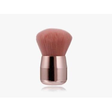 Imagem de Pincel de pó de cabeça de cogumelo com cerdas macias para blush, pó solto e aplicação de contorno, design leve rosa