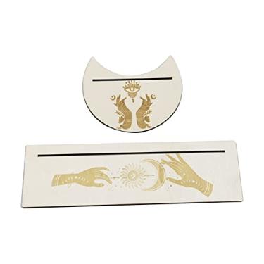 Imagem de 2UNS Suporte de Cartas Tarot Madeira Formato Retangular Porta-cartões para Ferramentas Divinação Bruxa Decoração Altar Display