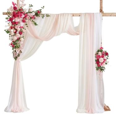 Imagem de Ling's Moment Kit de flores de arco de casamento de luxo com cortinas (pacote com 5) - 2 peças de arranjo de flores artificiais com 3 peças de cortinas para decoração floral de caramanchão de cerimônia e receção