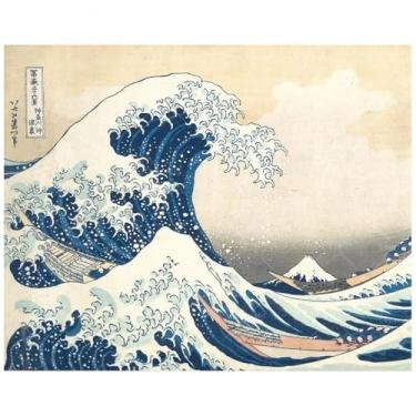 Imagem de Kit de pintura por números Ocean Waves para adultos – Pintura DIY The Great Wave em tela, conjunto de tinta acrílica, adequado para iniciantes, arte para decoração de casa ou presentes (moldura de 30
