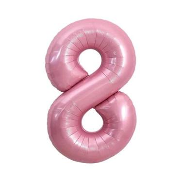 Imagem de Balões De Aniversário De Folha Rosa De 40 Polegadas, Números De Hélio 