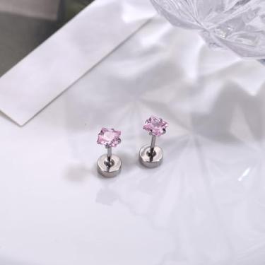 Imagem de Brincos de aço inoxidável cirúrgico de 20 g com costas planas para mulheres e homens, bonitos e pequenos brincos de cartilagem plana para orelhas sensíveis, standard, Aço inoxidável, Sem pedra