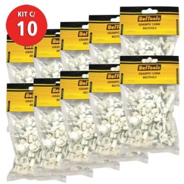 Imagem de Grampo Fixa Fio 12mm + Prego Kit 1000 Peças Beltools