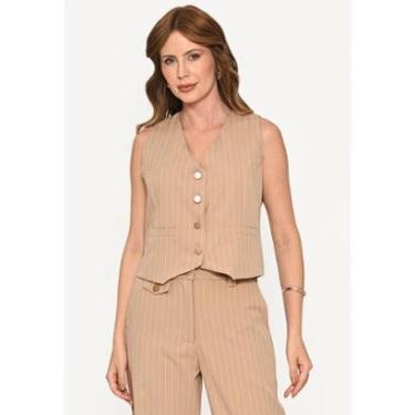 Imagem de Colete Bisô Alfaiataria Risca de Giz Bege-Feminino
