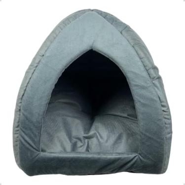 Imagem de Cama Toca Iglu para Cachorro e Gato – Caminha Pet Dupla Função com Almofada Confortável Inverno e Verão(Cinza)