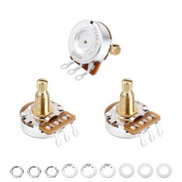 Imagem de Banworks Potenciômetros de latão A500K+B500K M8 Rosca tamanho completo métrico 2A1B 18 estrias (comprimento de 18 mm) Potenciômetros de áudio e cone linear para Epiphone Les Paul LP/SG Squier Strat