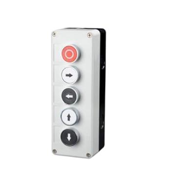 Imagem de IRFKR Novo botão de metal XB2 caixa de controle Start Stop Símbolo de identificação industrial auto reset interruptor de parada circular de emergência (5Hole-02)