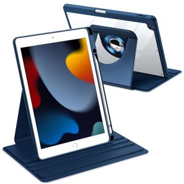 Imagem de Fintie Capa giratória de 360 graus para iPad 9ª geração (2021)/8ª geração (2020)/7ª geração (2019) 10,2 polegadas - suporte protetor giratório transparente com suporte para lápis, azul