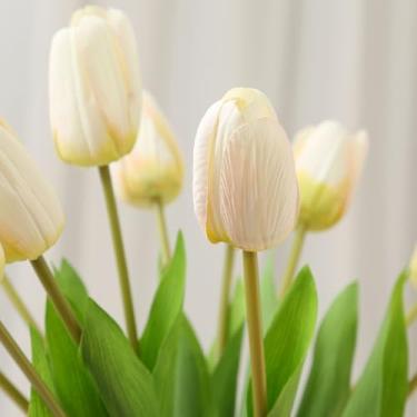 Imagem de 5 peças de tulipas de imitação de 48 cm, falsas, decorações de férias, decorações de casamento, decorações de jardim, acessórios de arranjo de flores (champanhe)