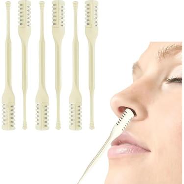 Imagem de 6 peças de cortador nasal 2 em 1, faca de nariz dupla face atualizada, ferramenta de remoção de pelos de narinas 360, aparador para homens, mulheres, escova de limpeza macia (creme)