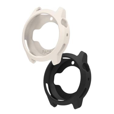 Imagem de Capa para relógio esportivo COROS PACE 4, capa FJIASTB de silicone macio à prova de choque, leve e fácil de instalar, pacote com 2 (Ivroy + preto)