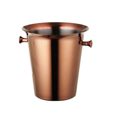 Imagem de Balde de gelo de aço inoxidável Balde de champanhe de 5L para festa de Natal, bar ao ar livre, vinho, cerveja, champanhe, balde (marrom)