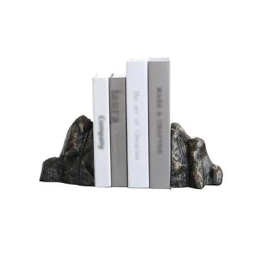 Imagem de Suportes de livros modernos de resina, artesanato, escritório, sala de estar, estudo, mesa, prateleiras, decorações (preto)