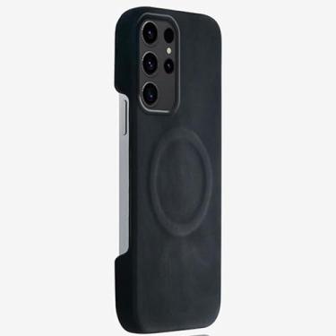Imagem de LYJSMGZ Capa magnética para Samsung Galaxy S25 Ultra/S25 Plus/S25, capa fina de couro à prova de choque, compatível com a pele, suporta carregamento sem fio, preta, S25 Ultra