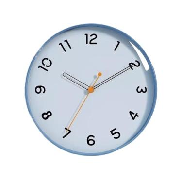 Imagem de KEG801302 Relógio para casa sala de estar marrom relógio de quarto, relógio de quartzo silencioso e simples montado na parede, adequado para sala de estar e quarto relógio de parede (azul, 30,5 cm)