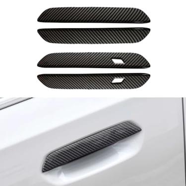 Imagem de Wiblooter Adesivo de maçaneta externa de carro compatível com BMW X3 M50 xDrive 2025 2026, acabamento protetor de maçaneta de porta (padrão de fibra de carbono)