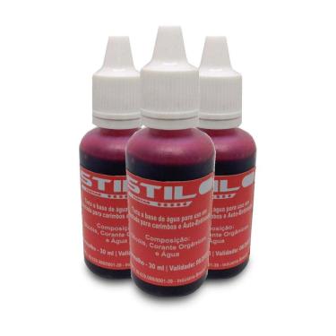 Imagem de Kit 3 Tintas De Carimbo Automático 30Ml Vermelho