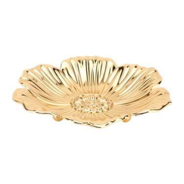 Imagem de Bandeja de servir turco siwoted, formato de flor redonda, padrão retrô em relevo, elegante, requintado, metal, café, chá, bandeja de servir (18cm/7,09 pol.)