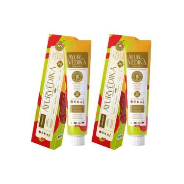 Imagem de Kit 2 Cremes Dentais Veganos Ayurvédika Sem Flúor Cinnamon 100g