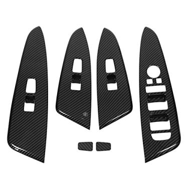 Imagem de 6 peças painel de controle de janela de porta capa de fibra de carbono botão de elevação de vidro adesivo, para Sportage HEV NQ5 2022