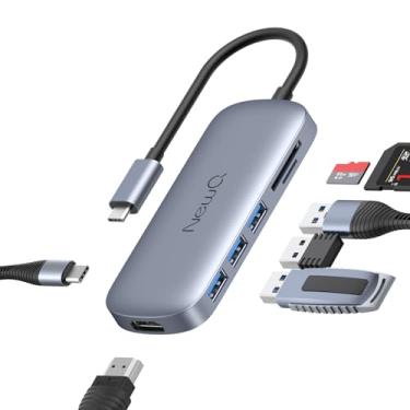 Imagem de Hub USB C 7 em 1, hub NEWQ USB C com HDMI 4K, 3 portas USB-A 3.0, leitor de cartão SD/TF, carregamento USB-C PD de 100 W, hub USB fino de alumínio para MacBook, laptop e dispositivos USB-C