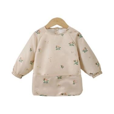 Imagem de Babador Super Macio Impermeável Para Bebês Com Mangas Longas, Estilo D