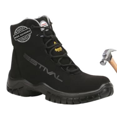 Imagem de Estival MANOB Bota De Segurança Masculina E Feminina, Cano Alto, Preto/Cinza - Sapato Masculino E Feminino, Microfibra Ecológica Resitente a Água, Sola Ergonômica Amortecedor, Cadarço Antitorção, Palmilha Conforto, Biqueira Composite, Eletricista (Preto, Padrão, BR, Adulto, Numérico, M, 40)