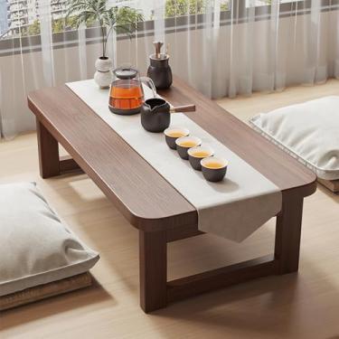 Imagem de Mesa de chá de tatame de bambu dobrável - Mesa de chão pequena para sala de estar e varanda, mesa dobrável baixa para cama e estudo, marrom, 80 x 40 x 35 cm - Design que economiza espaço