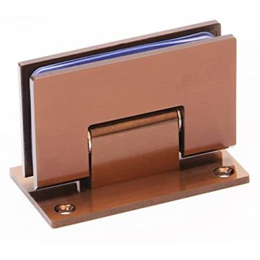 Imagem de Dobradiça de porta de vidro braçadeira de dobradiça de porta 90 graus 2 vias para vidro temperado 8-12 mm pacote com 2 ouro rosa escovado