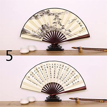 Imagem de Ventilador de mão dobrável para, ventiladores dobráveis, 1 peça ventilador portátil retrô dobrável estilo chinês alça decorativa ventilador de dança para adereços de fotografia de casamento ventilador