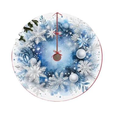 Imagem de Saia Para Árvore De Natal Floco De Neve Azul VIKAMA Decorações Festiva
