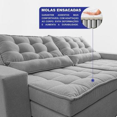 Imagem de Sofá Retrátil E Reclinável 2,72m Molas Ensacadas Belle. Boucle Cama Inbox Cinza Claro
