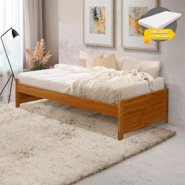 Imagem de Cama Solteiro Com Colchão Mona Turca Gabrieli Madeira Maciça Imbuia