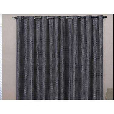 Imagem de Cortina Blackout Pvc Com Tecido Voil Xadrez 2,80 M X 2,30 M - Preto