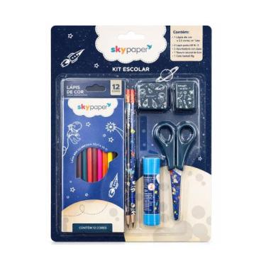 Imagem de Kit Material Escolar Completo Temático C/ 7 Itens Lápis De Cor Borrach