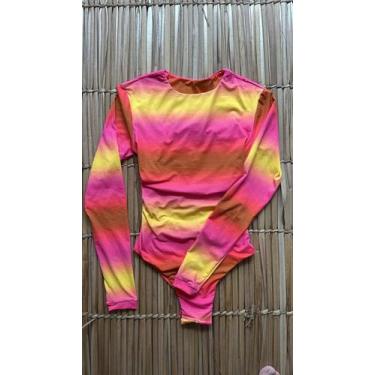 Imagem de Maiô Adulto Fio Duplo Manga Longa Lycra UV50+ Tie Dye Tamanho:MCor:Tie