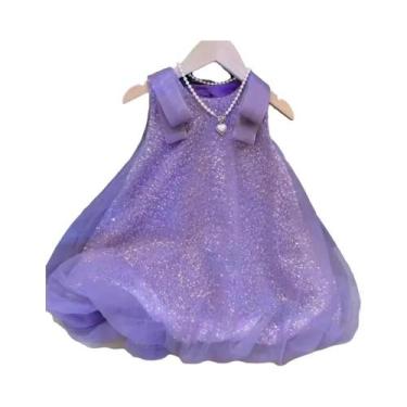 Imagem de Vestido De Bolhas Com Laço De Renda E Lantejoulas Para Meninas, Estilo