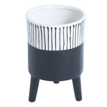 Imagem de Cachepot de Cerâmica 10cm Mai Home 1054 Preto Listrado