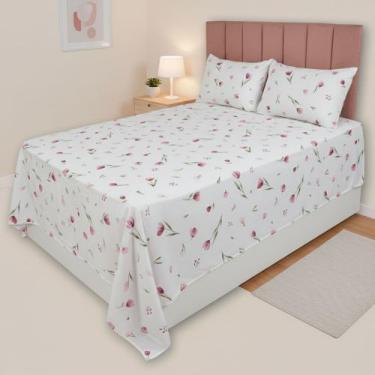 Imagem de Lençol Sem Elástico Casal 3 Peças de Cobrir Plano 180 Fios Percal Esta