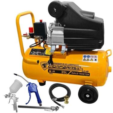 Imagem de Compressor Portátil Lub 8,6Pés 2HP 25 Litros com Kit Multiuso 5 Pçs EVALD TRACTOR COMBRASIL