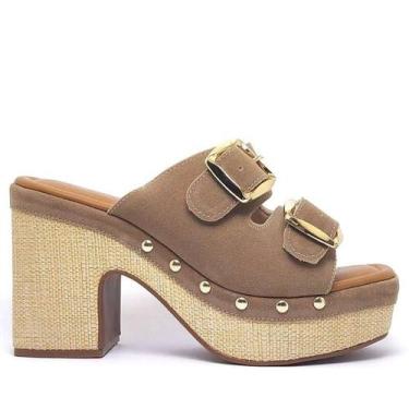 Imagem de Tamanco Bebecê Clog Plataforma Camurção - Feminino - Marr, Marrom, 37,