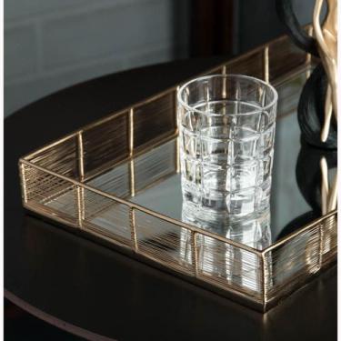 Imagem de Bandeja Decorativa Wolff Inox com Espelho Dourada 41x26x5